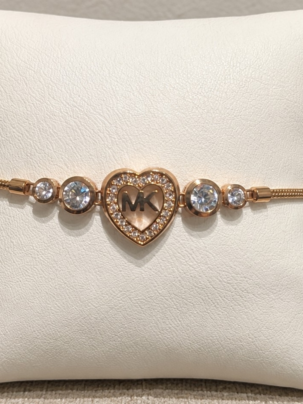 Michael Kors Rose Gold Heart Logo Bracelet with Crystal Accents
